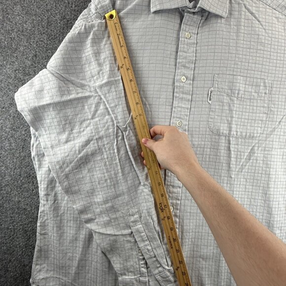 Faconnable All Cotton USA XL Check Gray Pocket Long Sleeve Shirt Men Button Up - Picture 8 of 14